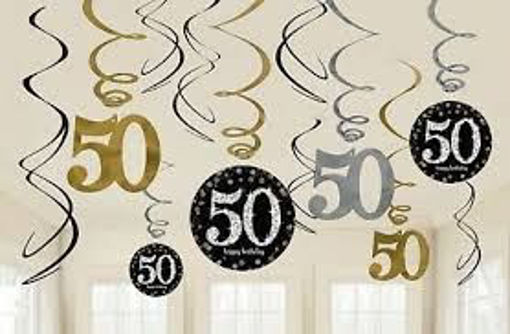 Picture of 50TH GOLD CELEBRATION SWIRL DECORATIONS